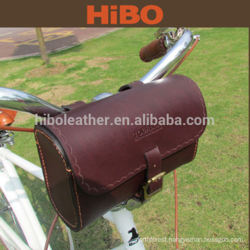Tourbon Vintage style brown cow leather front seat bag bike saddle bag
